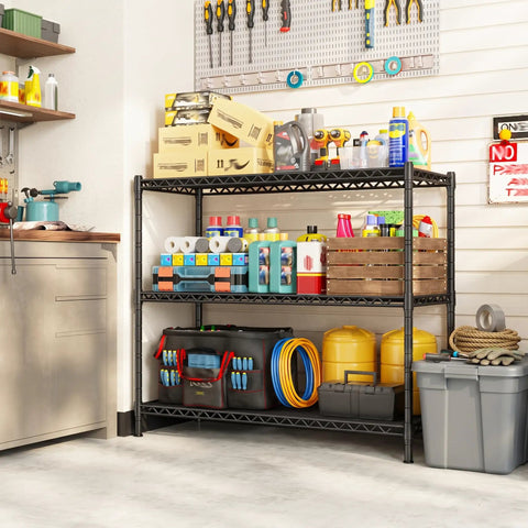 Hella Sturdy Three Tier Metal Shelving Rack Adjustable Heavy Duty Storage Unit Holds 468 Pounds Keep Your Spot Tidy Smart Organizer For Kitchen Pantry Laundry Garage Compact Corner