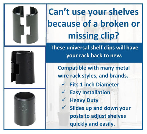 1 Inch Post Wire Shelf Clips Set For Metal Shelving Locks And Split Sleeves Plastic Locking Clips Easy No Tools Installation