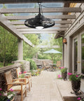 Outdoor Ceiling Fan With Lights For Patio And Gazebo IP65 Waterproof Hanging Fan with remote in a covered garden setting