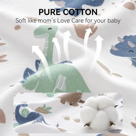 Cozy Cotton Baby Sleep Sack 6 To 12 Months 0.5 Tog wearable blanket with green dinosaur pattern and breathable fabric.