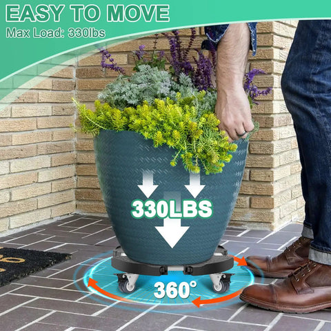 Heavy Duty Plant Caddy With Wheels And Adjustable Stand Fifteen To Twenty One Inches For Moving Large Pots Up To Three Hundred Thirty Pounds Ideal For Vertical Garden Towers Planters Patio Umbrella Bases And Trash Cans