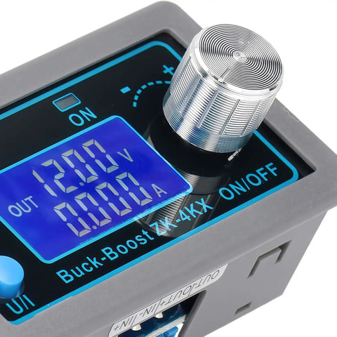 Close-up of Dope Buck Boost Converter With CC CV Regulation 0.5 To 30 Volts Output And 5 To 30 Volts Input 3 To 4 Amps Max 35 Watts Control Dial