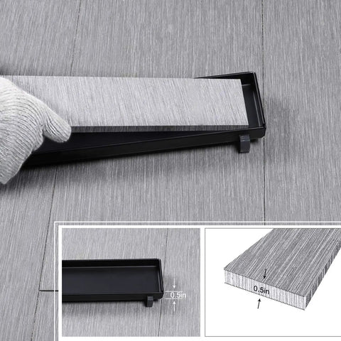 Matte Black 24 Inch Linear Shower Floor Drain With Dual Tile Insert Cover For Seamless Install, showing the tile insert.