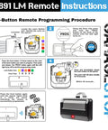 Programming guide for Universal Garage Door Opener Remote For 1993 Onward Systems With Five Learn Button 891LM compatible chip.