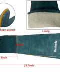 Heavy-Duty Leather Bite-Proof Animal Handling Gloves 23.7 Inch anti-scratch design and cotton lining for safety and comfort