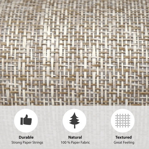 Terraces Natural Paper Weave Wallcovering 36 Inch Wide 8 Yard Roll for Living Room and Bedroom Feature Wall Biscotti Color