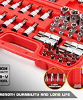 Torx Socket Set With Quarter Inch Three Eighths Inch And Half Inch External Heavy Duty Sockets 53 Piece Kit in red case