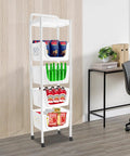 Keep Your Produce Fresh As A Daisy With This Five Tier Floor Standing Fruit And Vegetable Storage Basket Featuring Ventilated Plastic Bins.
