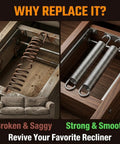 Built Tough Two Pack Heavy Gauge Steel Tension Springs Designed For Exact Seven Inch Hook To Hook Recliner Mechanism in side by side comparison.