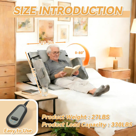 Cyanvine Electric Lifting Backrest For Bed With Remote Control, Adjustable Power Recliner Angles From 2 To 80 Degrees, No Install Needed, Perfect For Pregnancy Elderly And Patients With Handrail Fence, 29.5in width, 46in height.