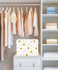 Rock Solid Foldable Storage Bin with Lid and Carrying Handles Collapsible Fabric Organizer Super Sturdy Closet Box Dust Proof Cube for Bedroom and Home Office Space Saver on shelf.