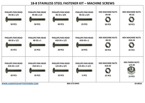 Stainless Steel Phillips Pan Head Machine Screw Kit With Nuts For Projects Four Forty Through One Quarter Twenty Inches Up To One And A Half Inches 496 Pieces Hand Picked And Ready For Any Build displayed.