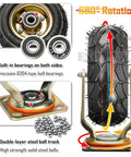 Beefy 8 Inch Swivel Casters With Top Plate And Brake Set Of 4 Pneumatic Rubber Wheels showing 360-degree rotation and ball bearings.