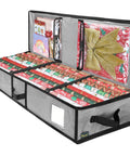 Soft Christmas Wrapping Paper Storage Bag 40 Inch Gift Wrap Organizer With Flexible Partitions And Pockets Durable PE Tarpaulin Grey