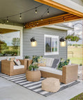 Outdoor Wall Lantern Waterproof Exterior Light Fixture with Clear Glass Shade in modern porch setting, oil rubbed bronze sconce.