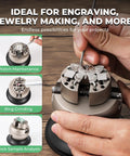 Top Tier Heavy Duty Three Inch Ball Vise For Jewelry Making And Engraving Setting Tool featuring precision coaxial jaws in use for engraving.