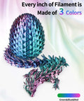 Tri Color Silk PLA Filament 1.75mm 1Kg For 3D Printing dragon and egg model with rainbow red blue green gradient, 0.02mm tolerance