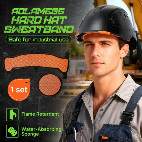 Hard Hat Sweatband And Top Pad Set, Washable Three Layer Fabric Sweat Liner Replacement With Helmet Padding