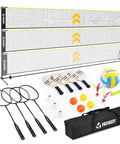 All-In-One Backyard 3-In-1 Net Set For Volleyball Badminton And Pickleball With 17Ft Adjustable Height Net and accessories