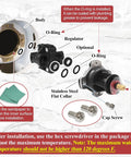 Shower Valve Replacement Kit With Mixer Cap And Pressure Balancing Cartridge For Half Inch Shower Valve Kohler Rite Temp Compatible Replaces GP500520 And GP77759 Includes Cartridge And Cap Two Sets with labeled parts, O-ring, and sandpaper