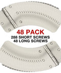 Heavy Duty Brushed Nickel Door Hinges 3.5 Inch Rounded Corners 48 Pack with screws for doors and cabinets.