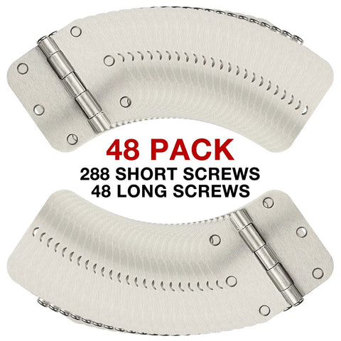 Heavy Duty Brushed Nickel Door Hinges 3.5 Inch Rounded Corners 48 Pack with screws for doors and cabinets.