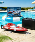 Two Pack 12 Inch RC Boat With Carry Case Saltwater Ready 30 KPH Speed Auto Flip 8 Shape Demo Perfect For Pool Lake Ocean Water Toy