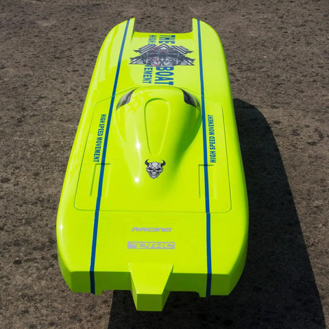 High Speed RC Boat With Fiber Glass Unibody, Water Cooled Motor And ESC, CNC Metal Rudder, 65-70KMH Capable in yellow