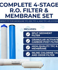 All In One RO Pre And Post Filter Set With Membrane For TFC 25D 4 And 435 Delivers Clean Tasting Water At Home shown with filters