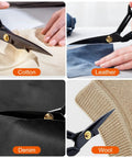 Heavy Duty Fabric Scissors With Ultra Sharp Blades And Comfort Grip For Office Or Home Use, Perfect For Sewing, Crafts, And Arts, Ergonomic Offset Handle For Fatigue Free Cuts And Cuts Like Butter, Precise Results. Cuts cotton, leather, denim, and wool.