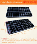 Top view of 30 Pack 6 Cell Seed Starting Trays For Seedlings With Drainage Holes Black, showing tray dimensions and details.