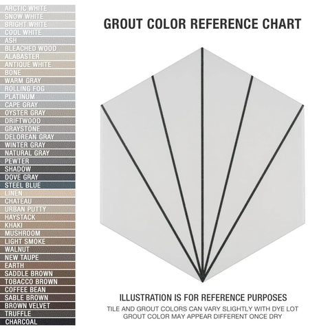 Grout color reference chart for Hex Blanco Porcelain Floor And Wall Tile Dope White Hex Tile 8 5 Eighths By 9 7 Eighths Inches Glazed.