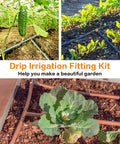 Close-up of 24 Piece Barbed Tee Fittings Set for One Half Inch Drip Irrigation Tubing 0.600 Inch ID in garden setup