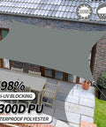 16x20 Ft Rectangle Sun Shade Sail With UV Block And Water Resistant Canopy Built From Beefed Up Heavy Duty 300D Oxford Fabric Featuring Reinforced Seams And Curved Edges For Patio Backyard Garden Carport Deck Or Pergola Grey installed over patio