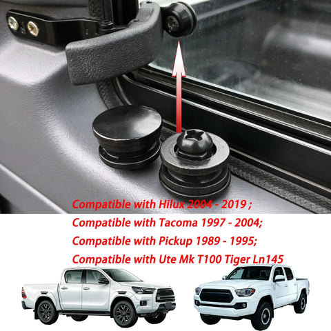 Toyota Rear Cab Glass Window Latch Lock Bolts Nuts Screws 2 Pack Compatible With Hilux Tacoma Pickup Ute Mk T100 Tiger Ln145 Fits 1989 1995 Pickup 1997 2004 Tacoma 2004 2019 Hilux Window Hardware shown installed on rear window