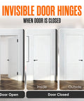 Concealed Door Hinge Set For Cabinets Bookshelves And Hidden Doors 6 Inch 180 Degree Heavy Duty Adjustable Invisible Hardware, installed view inside and outside