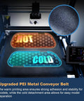 Upgraded PEI metal conveyor belt with hot and cold zones on IR3 V2 Conveyor Belt 3D Printer With Infinite Z Axis Large Format 250x250mm.