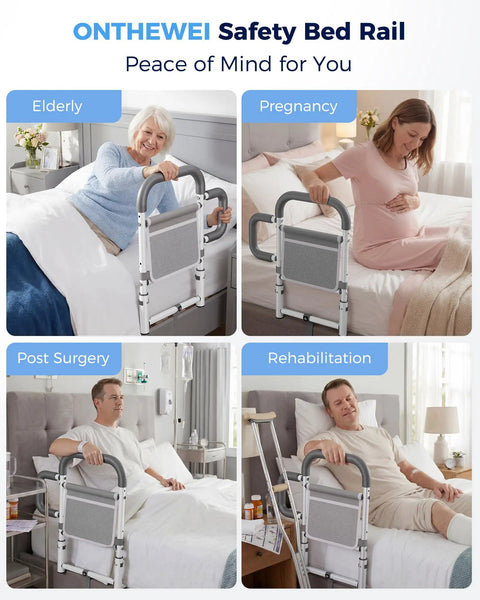 Senior Bed Rail With Dual Non Slip Handles And Storage Pouch Safe Bed Cane For Elderly And Post Surgery Recovery Reduces Falls Keeps Independence Easy Install Fits Most Beds in various settings