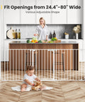 Deluxe Walk Through Pet Gate For Stairs And Doorways One Hand Operation Hardware Mounted Extra Wide Opening from 24.6 to 80 inches blocking kitchen