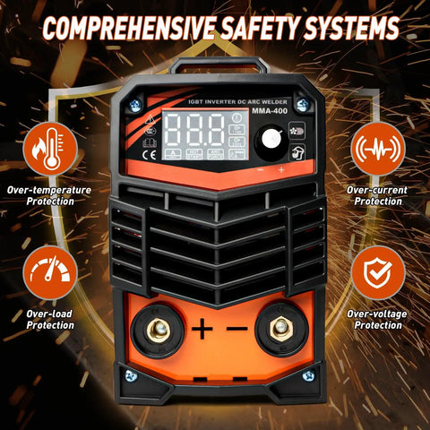 Dual Voltage Arc Welder For 110V Or 220V, 250 Amp Portable IGBT Inverter Welder with safety features and plugs