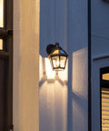 Polaris Solar Light With 130 Lumen LED Bulb For Outdoor Wall Or Pier Mounts 3 Inch Fitter White Finish on exterior wall