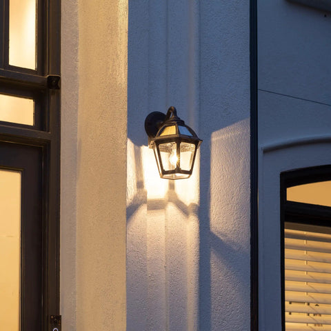 Polaris Solar Light With 130 Lumen LED Bulb For Outdoor Wall Or Pier Mounts 3 Inch Fitter White Finish on exterior wall
