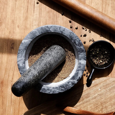 Granite Mortar And Pestle Set With Gold Metal Base 2 Cup Capacity For Making Fresh Guacamole Salsa Pesto And Spices Herb Crusher And Grinder
