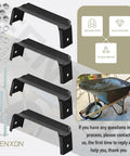 4 Pack Heavy Duty Black Steel Wheelbarrow Axle Bracket Set Replacement Accessories For Gardening with included bolts and nuts