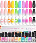 Airbrush Gel Nail Polish Set With 12 Vitality Colors Hema Free Dilution Free Non Acetone Formula displayed with color swatches