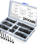 Heavy Duty Black Steel Screws Set For DIY Projects with storage case showing rust resistant fasteners in assorted sizes