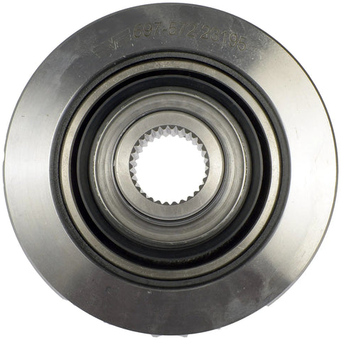 Heavy Duty Cast Iron Rear Differential Pinion Flange Direct Bolt On Replacement For Select Chevy And Gmc Trucks, top view showing gear teeth.
