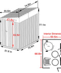 Diagram of 4x6 Ft Metal Outdoor Lean To Storage Shed With Lockable Door, showing dimensions and interior layout for backyard use.