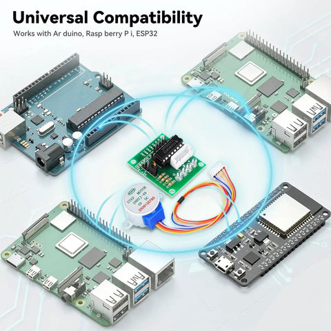 28BYJ-48 Stepper Motors With ULN2003 Driver Boards For Arduino And Raspberry Pi Dope 5V Microstep Kit setup with connections