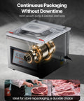 VEVOR chamber vacuum sealer with stainless steel body and transparent lid, 12.6 in sealing length, front view